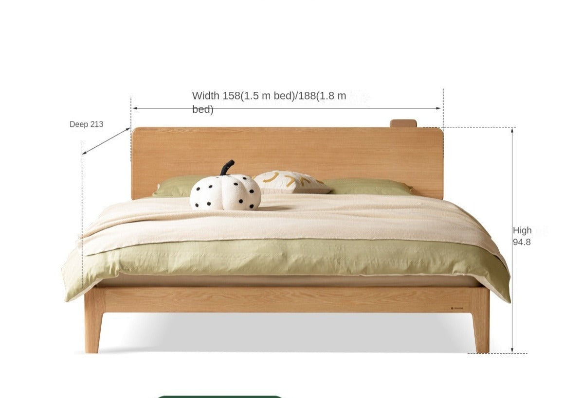 Oak, Ash Solid Wood High Head Board Bed