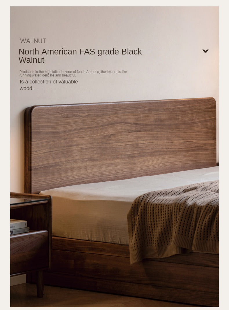 Black Walnut, Oak Solid Wood Bed Box Modern