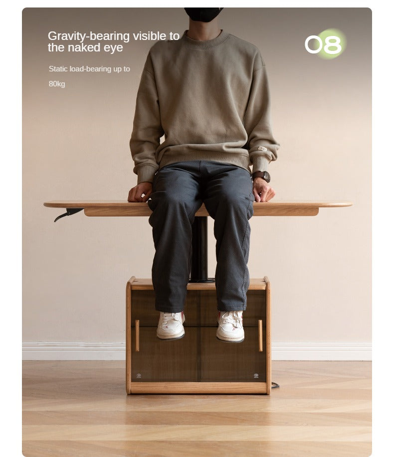 Oak Solid Wood Elevating Folding Storage Lifting Coffee Table