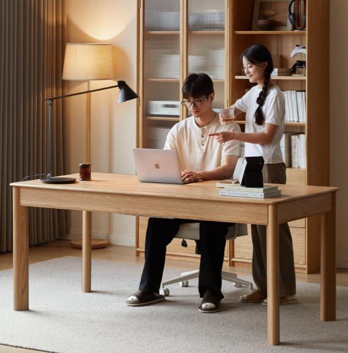 Oak, Ash Solid Wood Long Office Desk