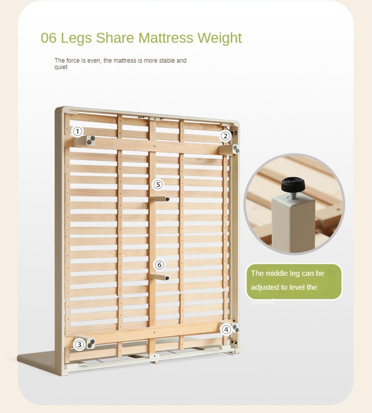 Poplar, Rubberwood Solid Wood Bed Modern Simple Cream Style