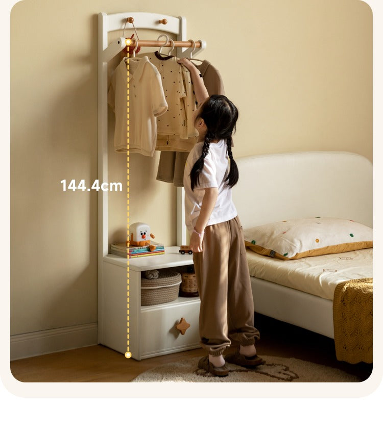 Poplar Solid Wood Clothes Hanger Nightstand-