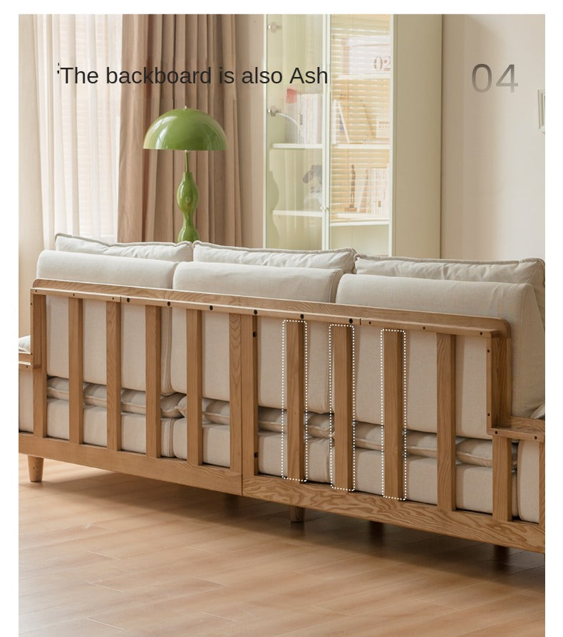 Ash Solid Wood Straight Sofa Modern.