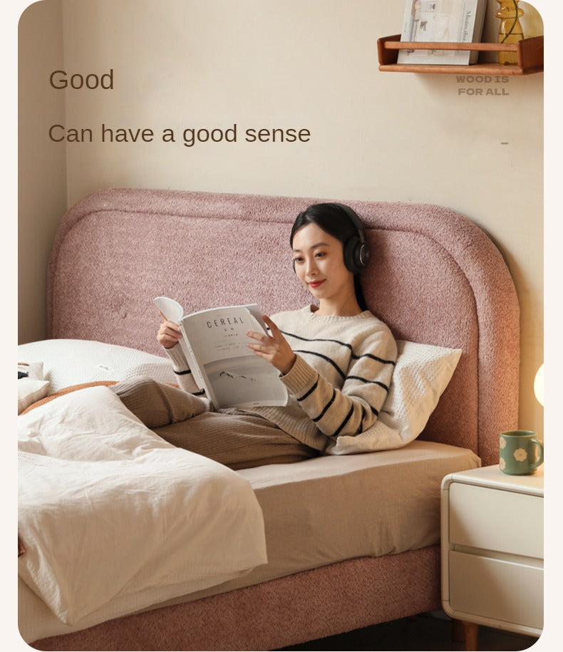 Fabric Pink Bed French Style