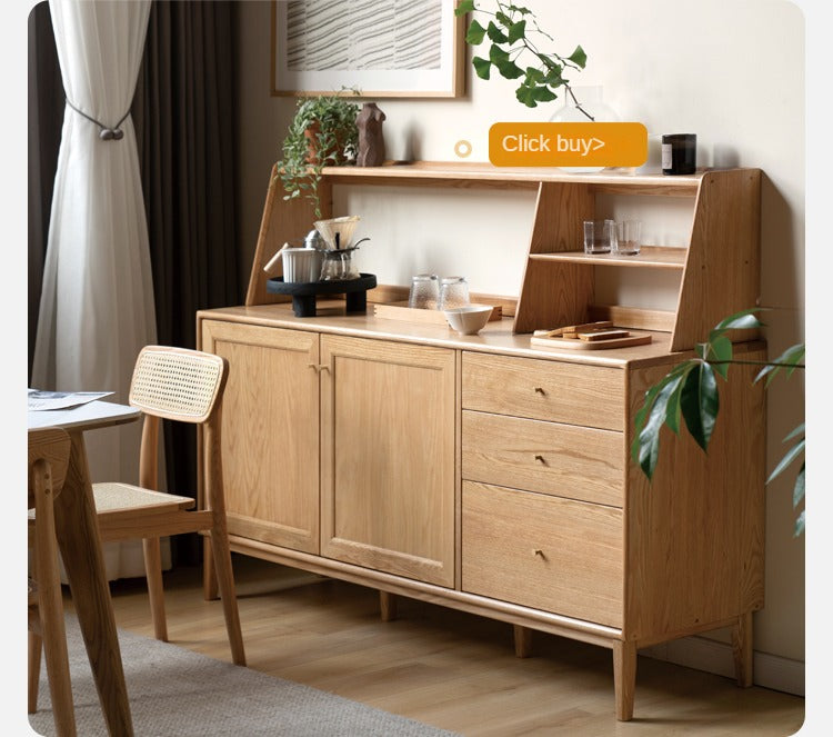 Oak Solid Wood, Solid Rubberwood Classic Sideboard