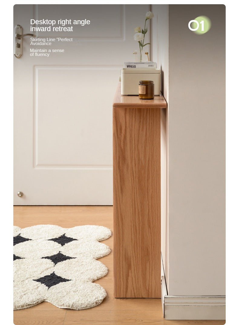Oak Solid Wood, Solid Rubberwood Entrance Corridor Wall Strip Case Ultra-Narrow Table