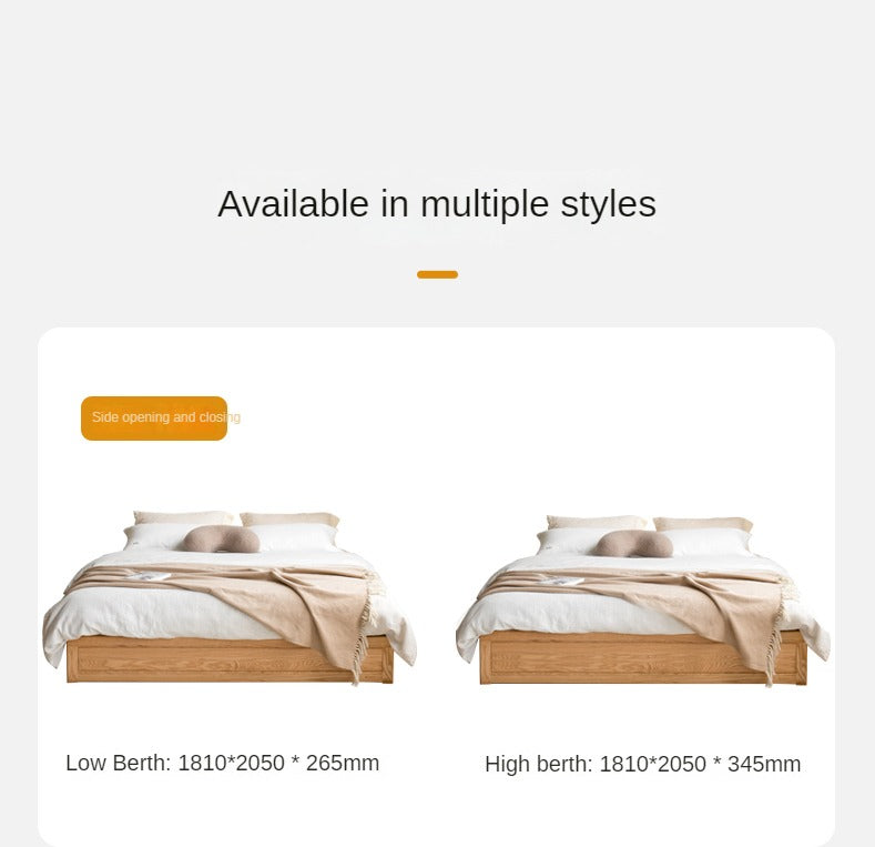 Oak solid wood platform bed, headboard-free Box bed