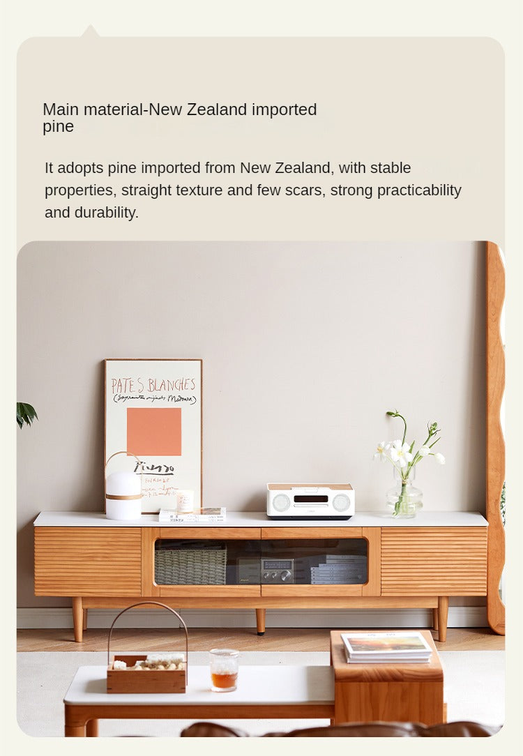 Pine, Cherry Solid Wood TV Cabinet, Rock Board.