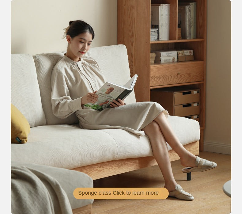 Oak Solid Wood Corner Down Sofa Japanese Style.