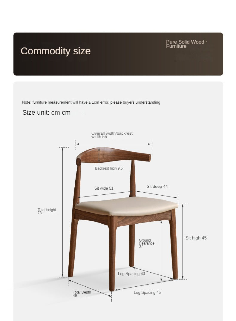 Black Walnut, Oak Solid Wood Nordic Dining Chair