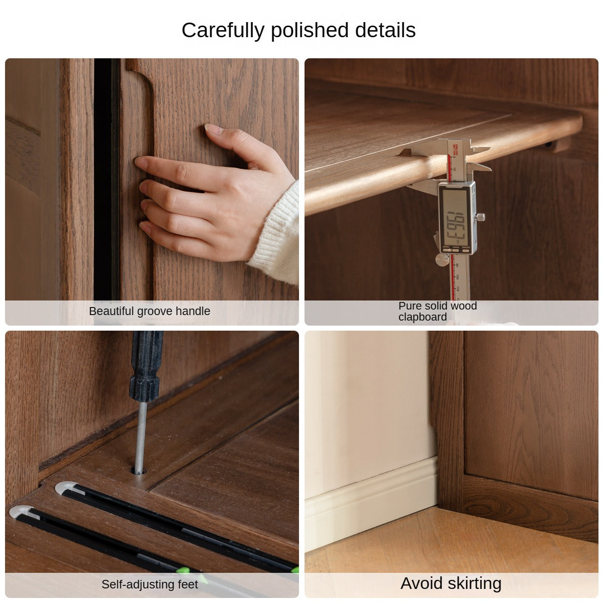 Oak Solid Wood Sliding Door Modern Wardrobe