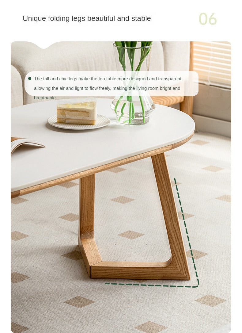 Oak Solid Wood Coffee Table Modern Slate