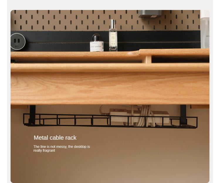 Oak, Cherry Solid Wood Desk Bookshelf Integrated Warm Light