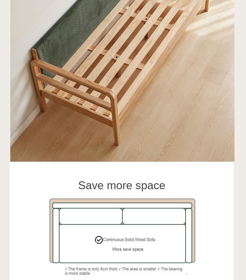 Oak, Beech Solid Wood Modern Simple Fabric Straight Sofa