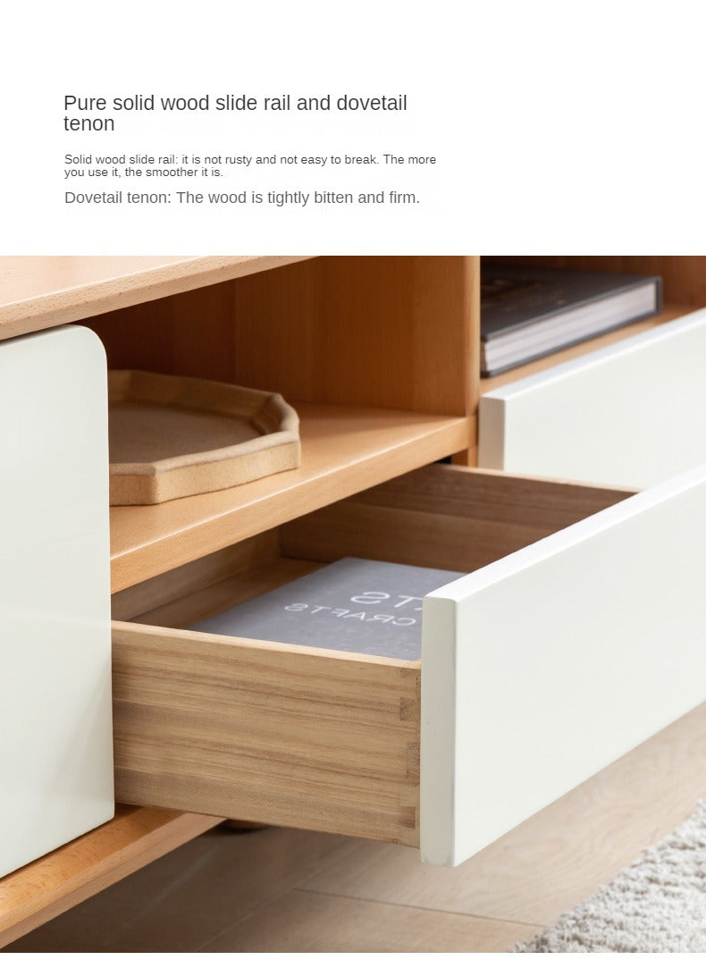 Oak Solid Wood TV Cabinet with Storage.