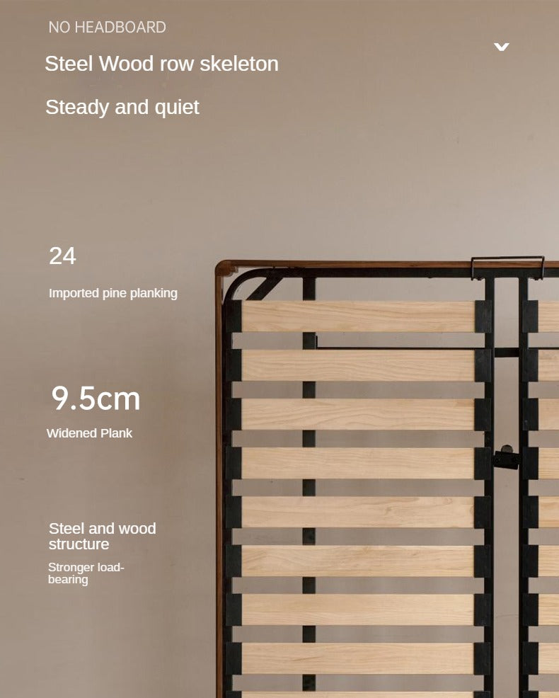 Black Walnut, Oak Solid Wood platform bed, headboard-free Suspended Bed