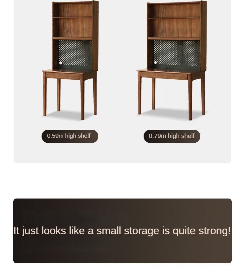 Black Walnut, Oak, Ash Solid Wood Desk Bookshelf