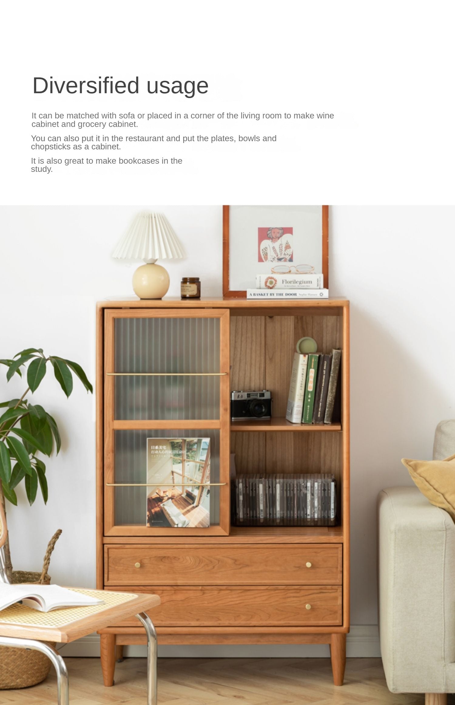 Cherry WoodRetro Side Cabinet Vintage Storage Cabinet