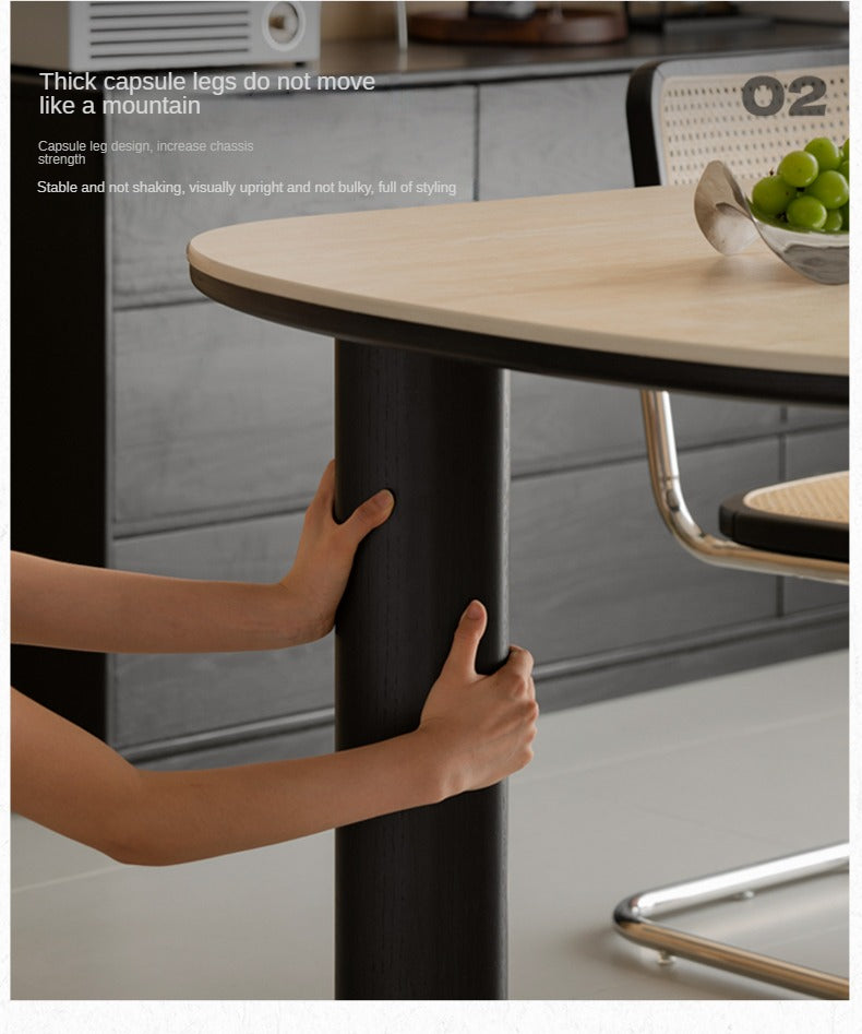 Solid Rubberwood travertine slate Dining Table