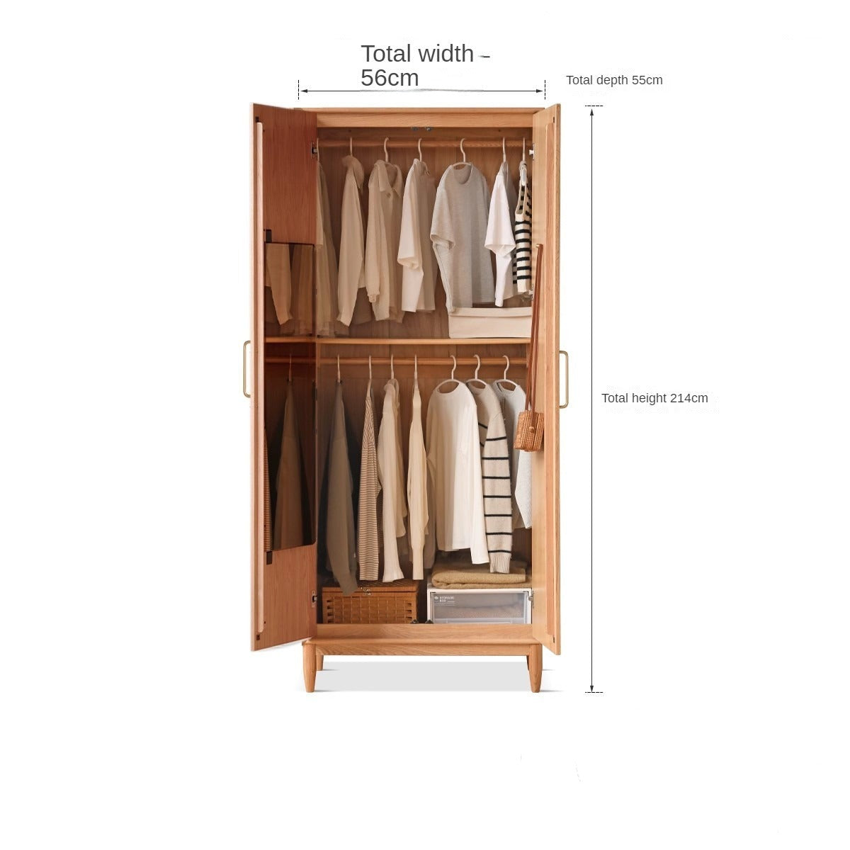 Oak Solid Wood Rattan Wardrobe.