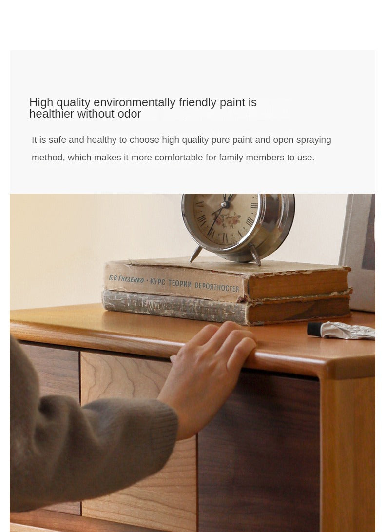 Cherry Solid Wood Retro Chest of Drawers Checkerboard