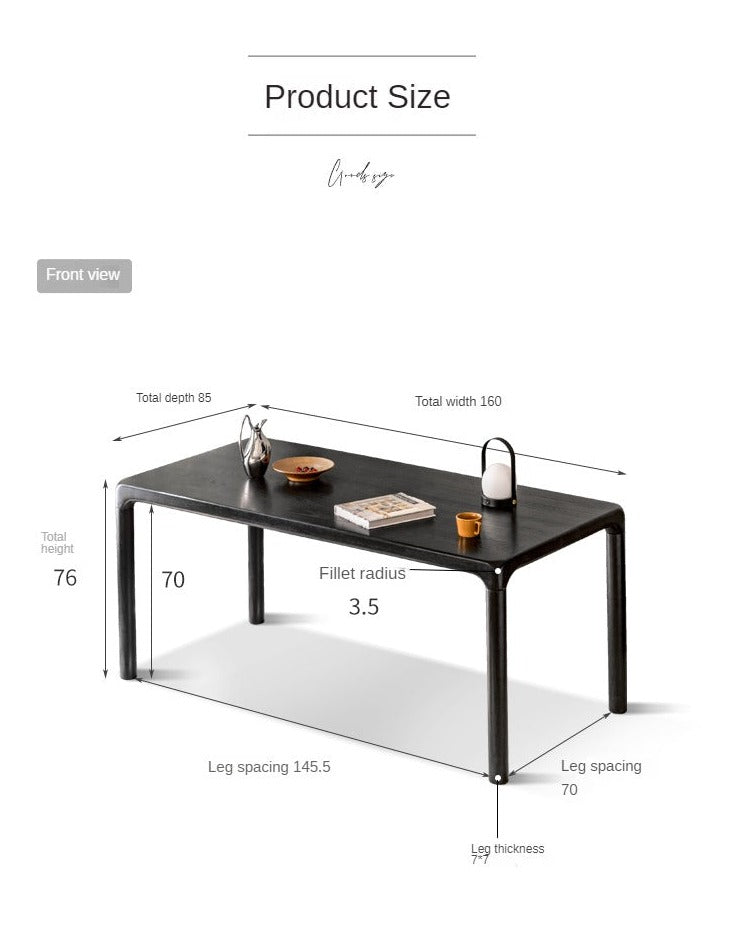 Ash Solid Wood Black Nordic Dining Table