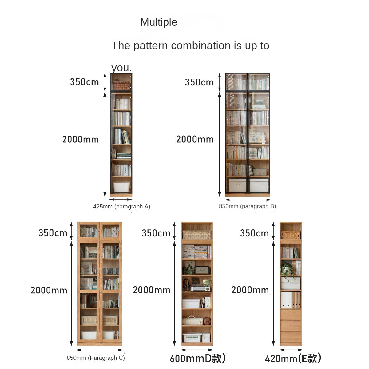 Oak, Solid Rubberwood Bookshelf, Bookcase