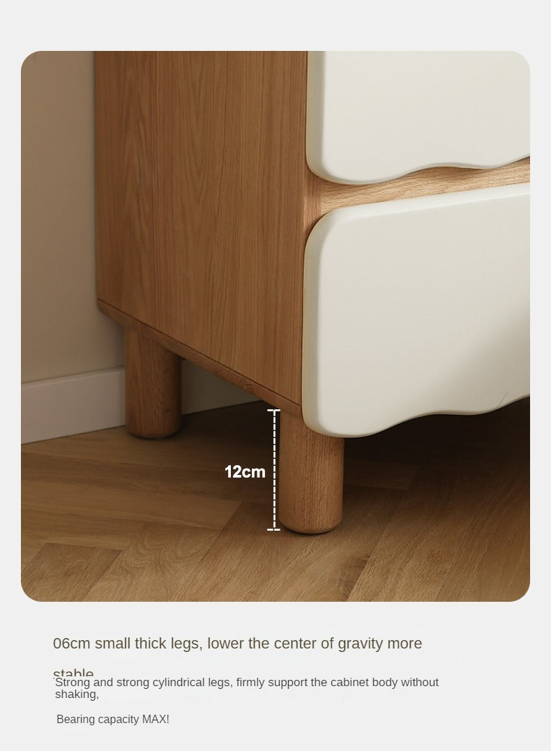 Oak Solid Wood Children's Narrow Cabinet High Drawer Storage