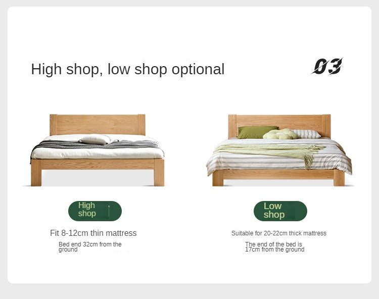 Oak, Rubberwood Solid Wood Bed - SPECIAL PRICE