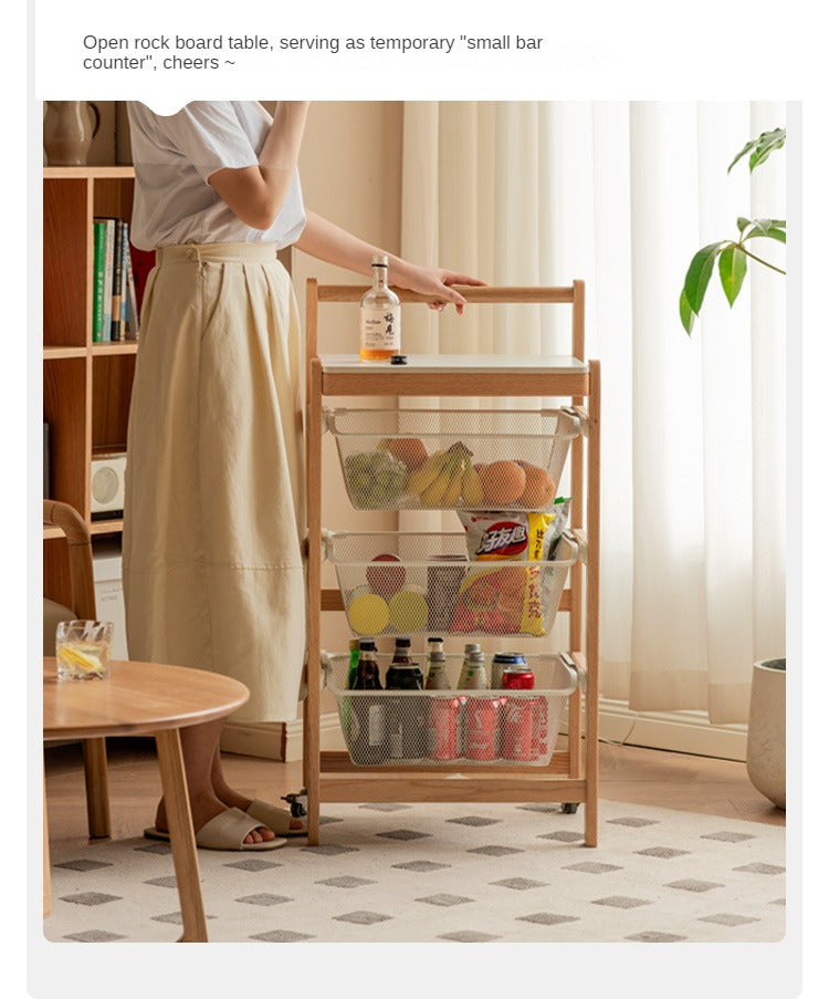 Oak, Beech Solid Wood Mobile Slate Trolley Storage