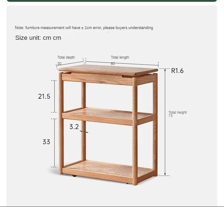 Oak Solid Wood Mobile Side Table