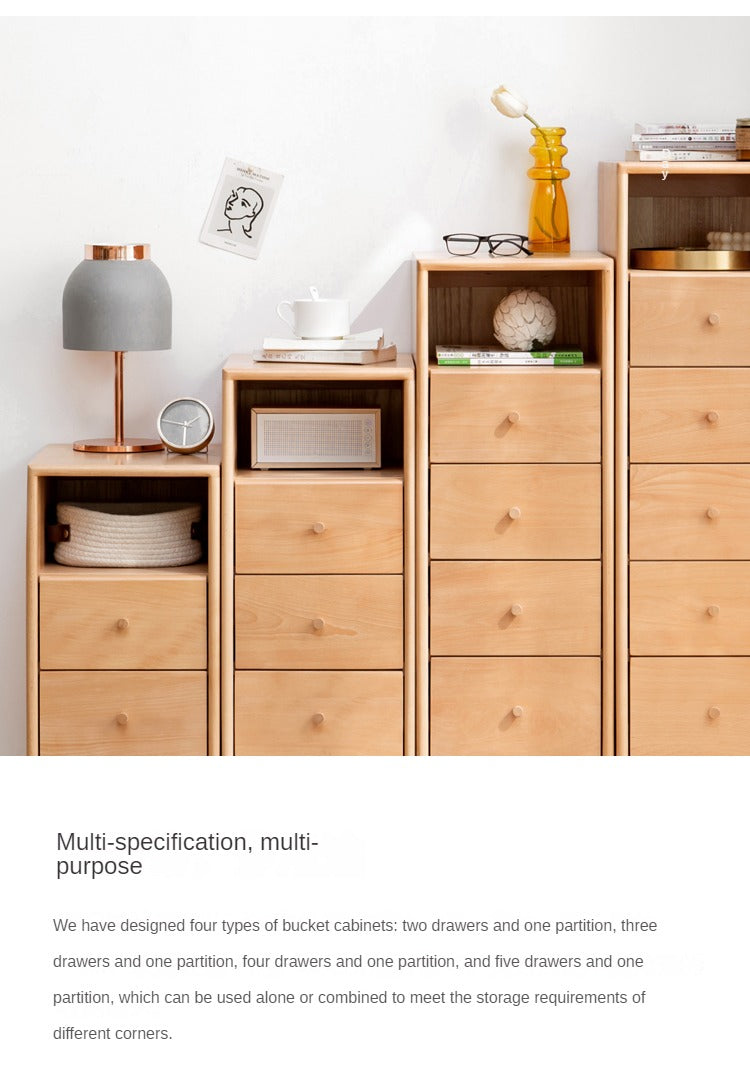 European Beech Solid Wood Storage Side Cabinet Combination