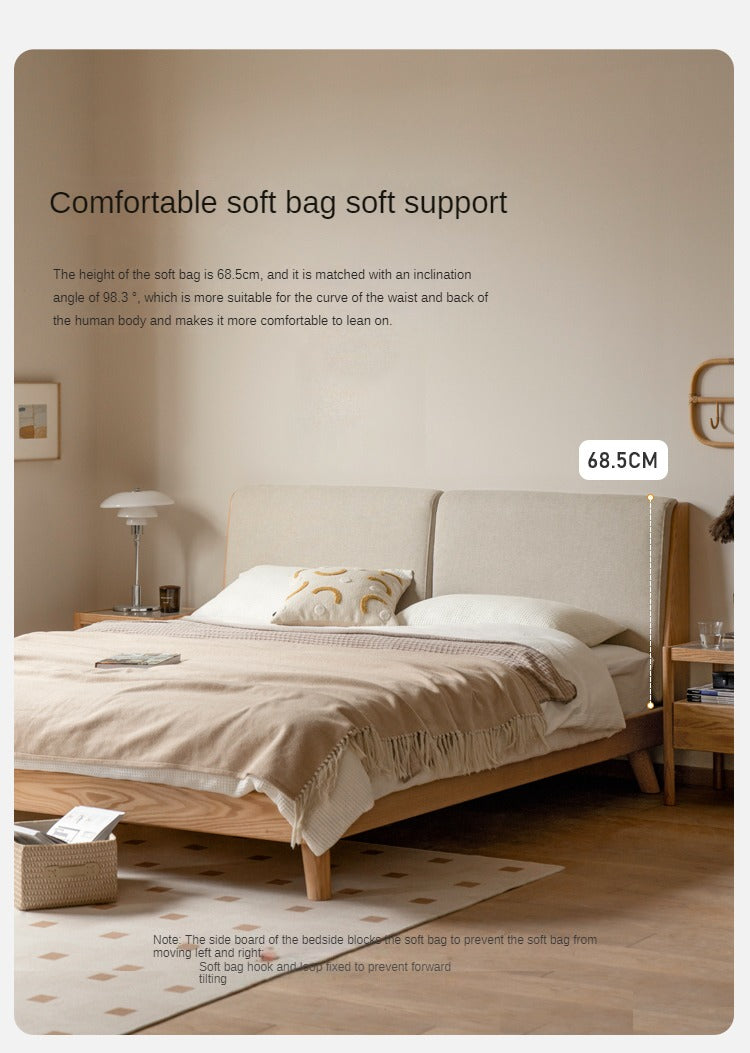 Rubberwood, Oak solid wood Soft Bed
