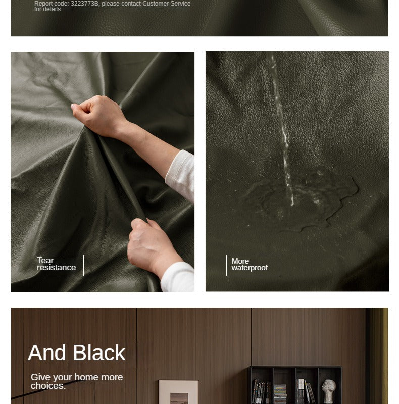 Black Walnut, Ash, Solid Sandalwood Wood Sofa with Genuine Top-Grain Yellow Cowhide Leather,fabrics