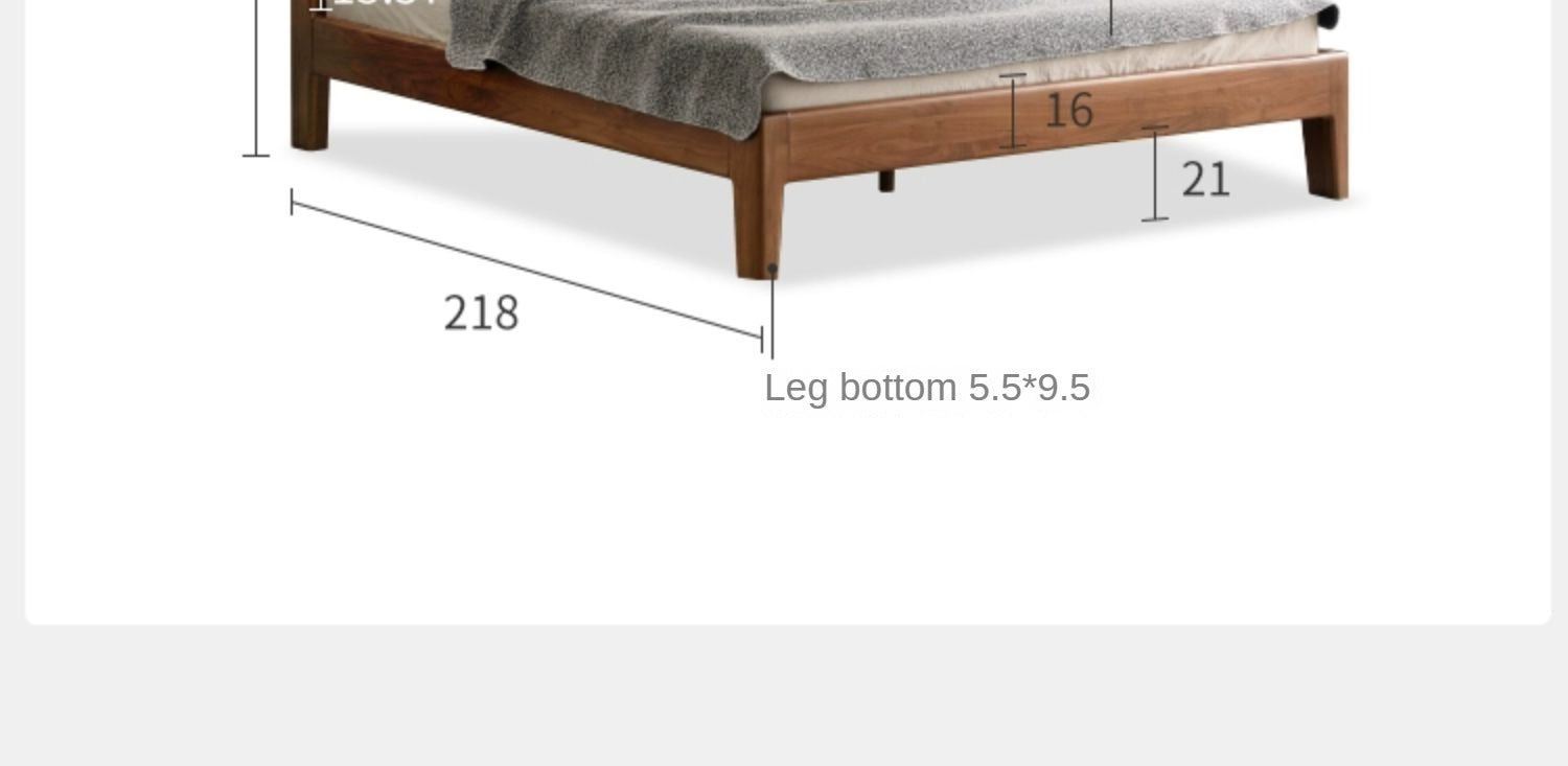 Black Walnut, Teak,Ash Solid Wood Bed Nordic Modern