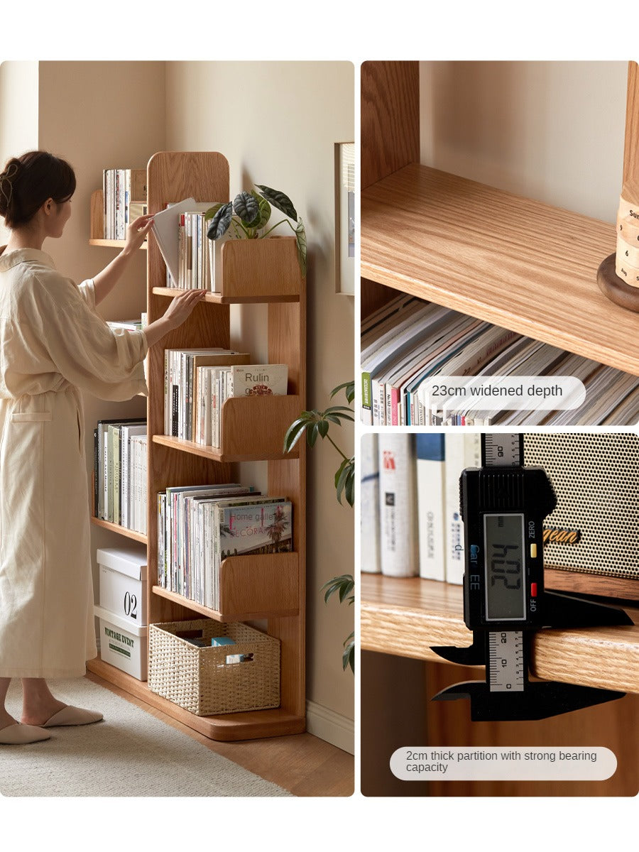 Oak Solid Wood Floor-Standing Bookshelf