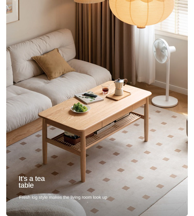 SALE Oak Solid Wood North American Double-Layer Coffee Table
