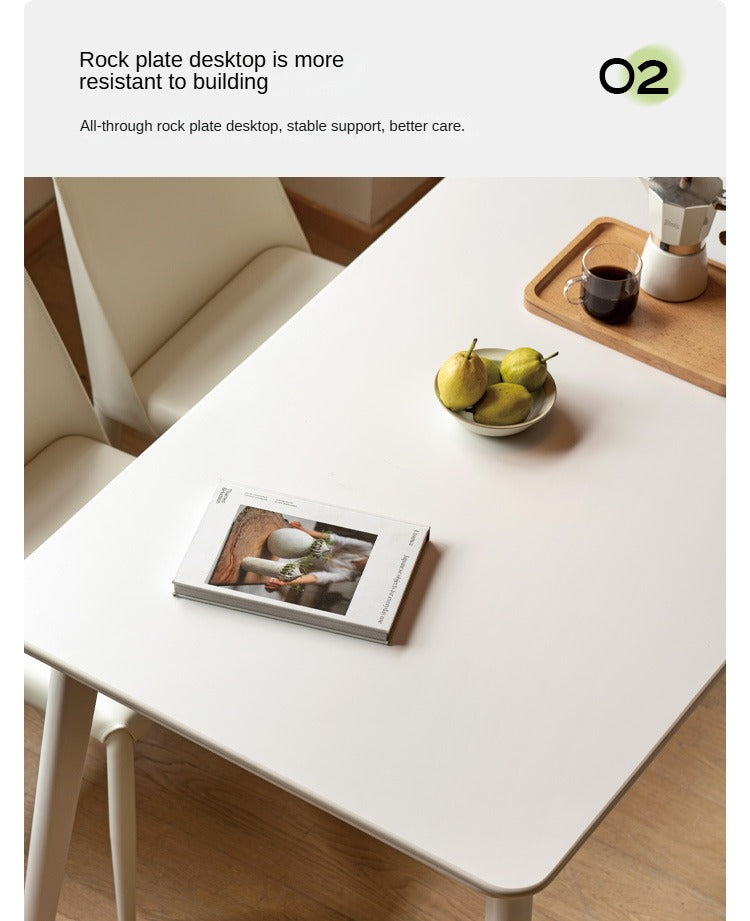 Solid Rubberwood Ectangular Rock Plate Dining Table