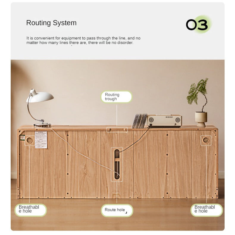 Oak Solid Wood Modern Floor Storage TV Cabinet.