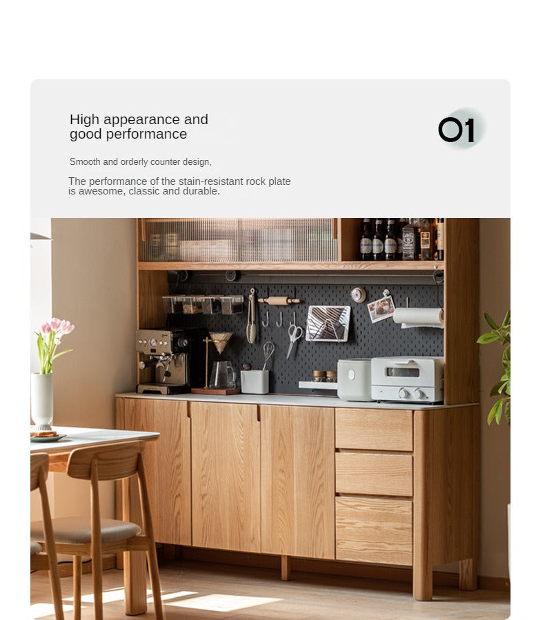 Oak Solid Wood Rock Board Dinner Cabinet