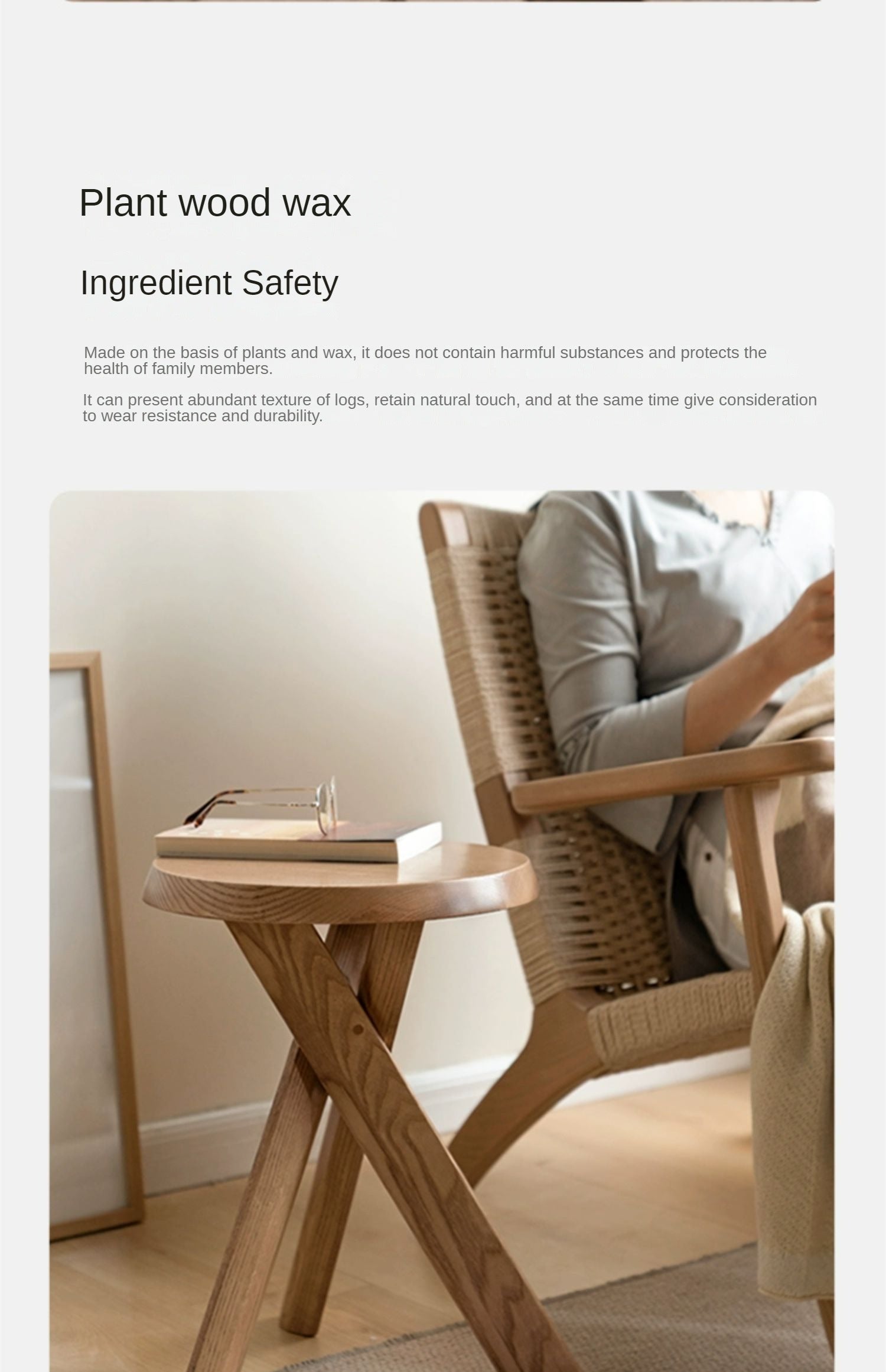 Ash Solid Wood White Wax Wood Side Table