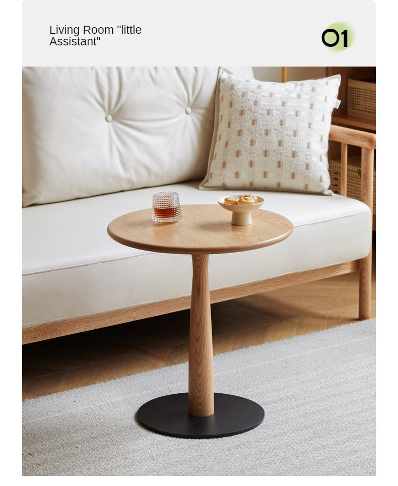 Oak, Black Walnut, Cherry, Beech Solid Wood Round Side Table Modern