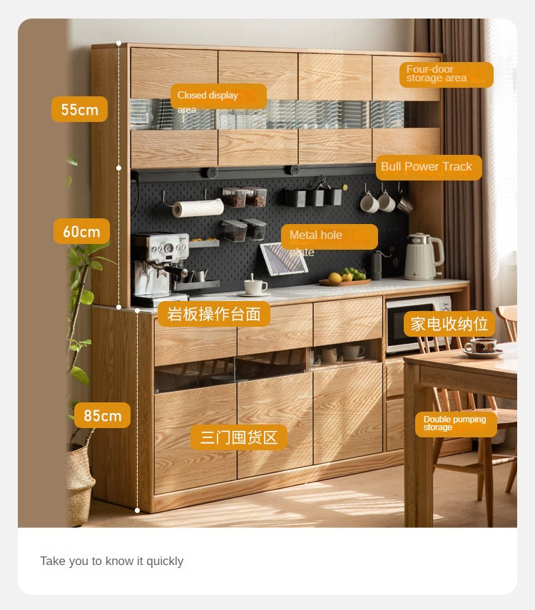 Ash, Oak solid wood sideboard modern Buffet cabinet+