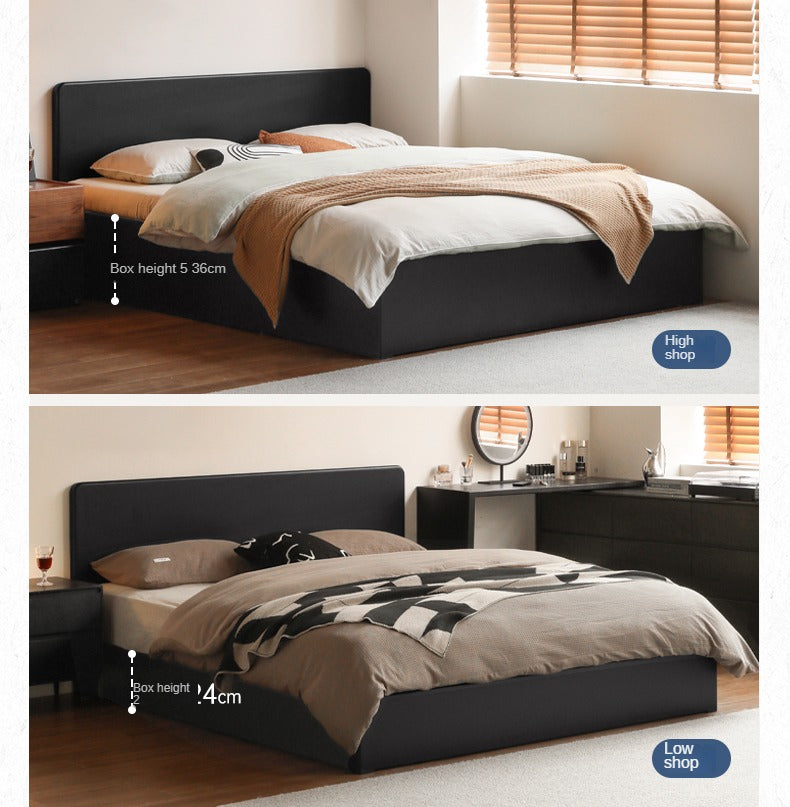 Poplar, Rubber Wood Solid Wood Fully Open High Box Bed Minimalist