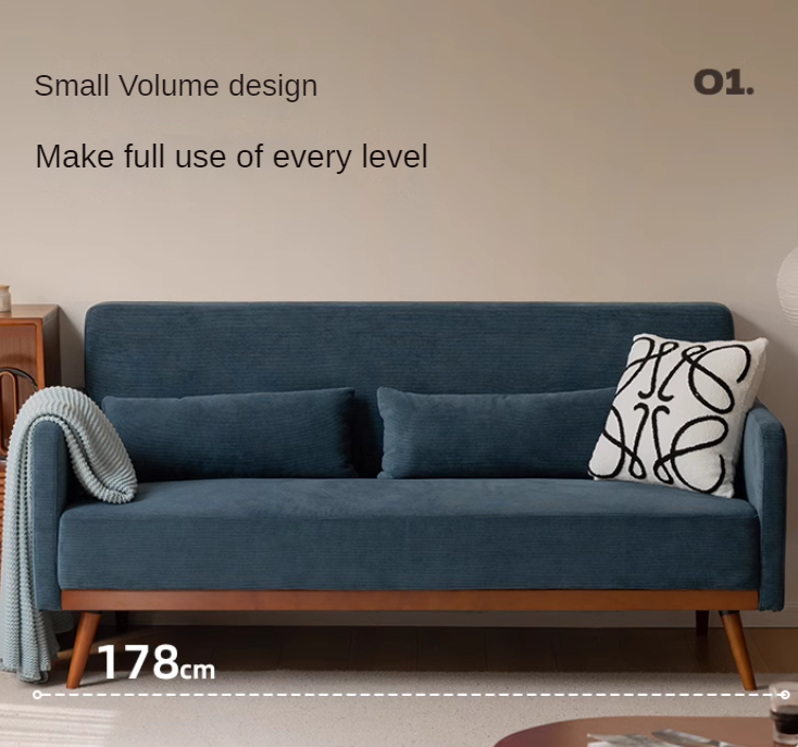 Fabric Modern Straight Retro Three Seater Sofa.