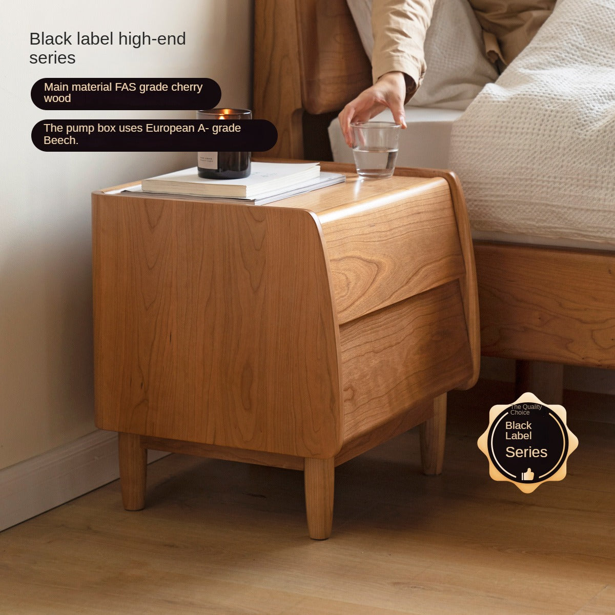 Cherry Solid Wood Nightstands bedside tables