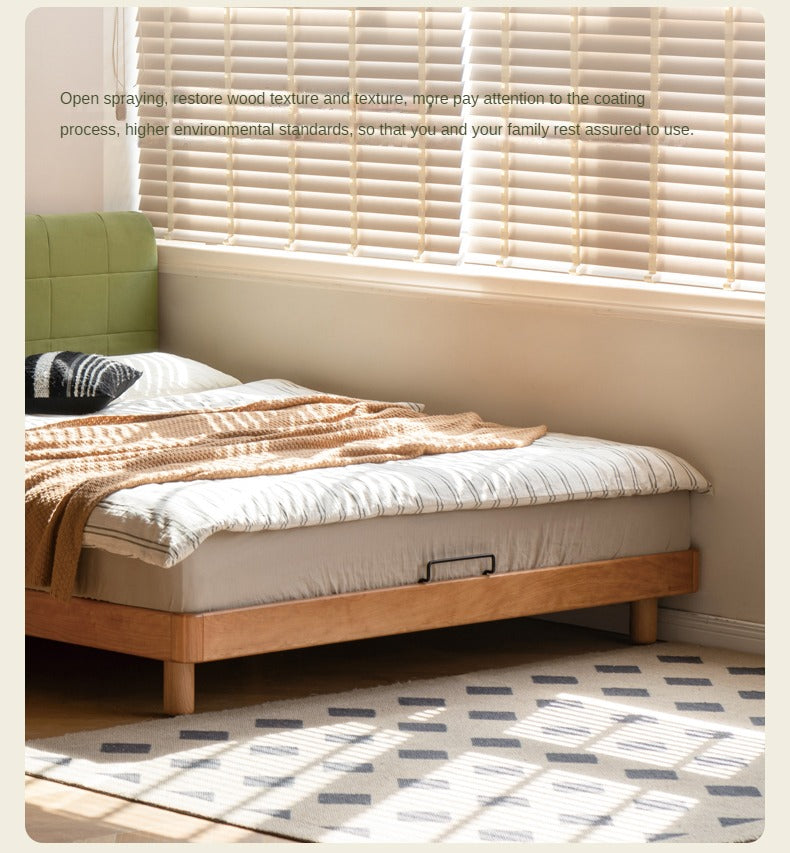 Cherry Solid Wood fabric Soft Bed
