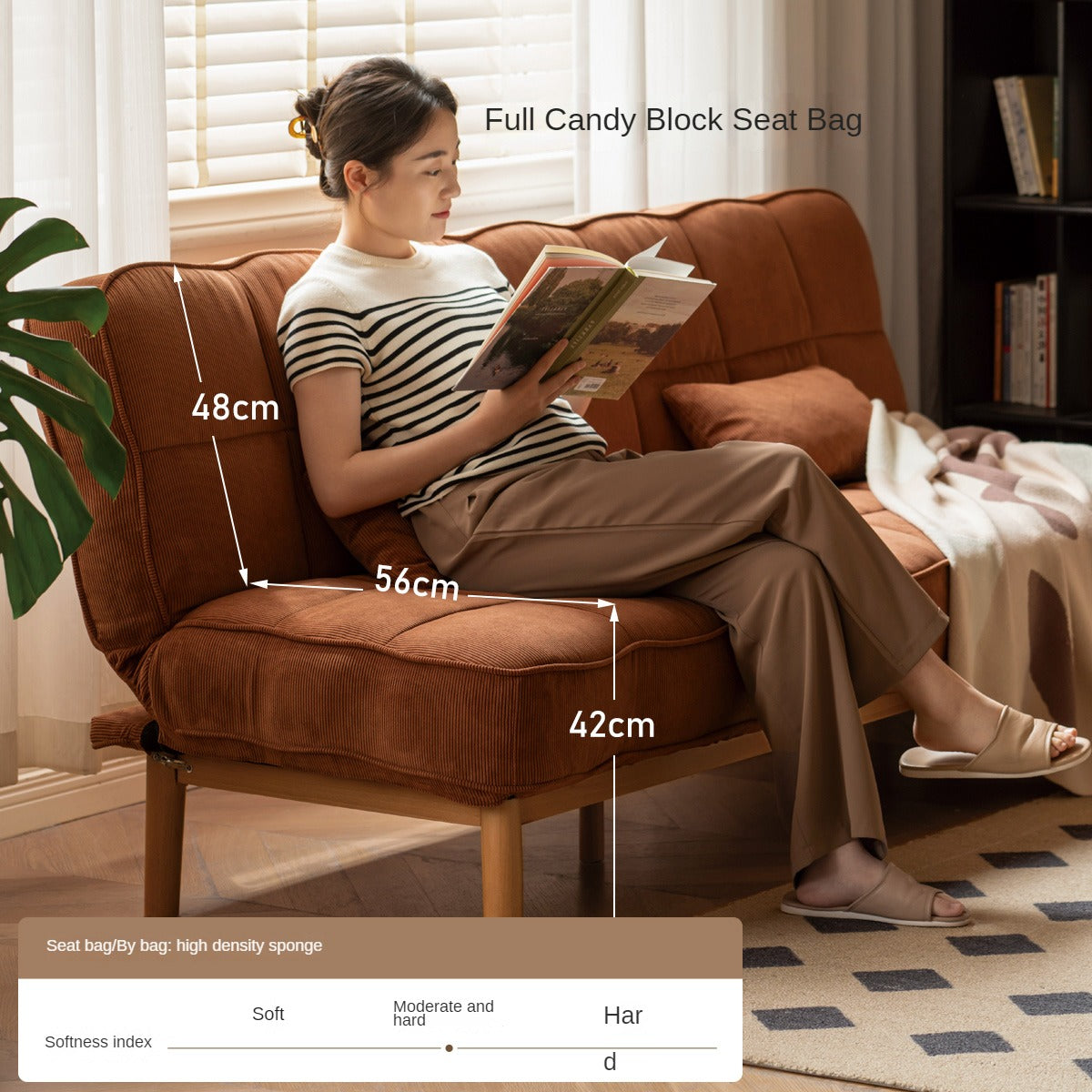 Fabric Sofa Antique Style Telescopic Dual-purpose Sofa.