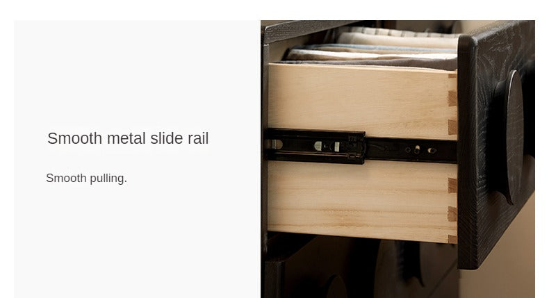 Oak Solid Wood Chest of Drawers Retro Black