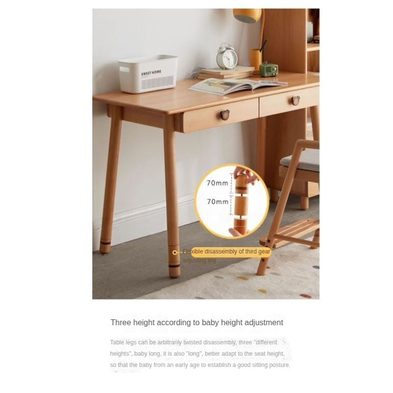 Beech, Oak Solid Wood Children's Study Table